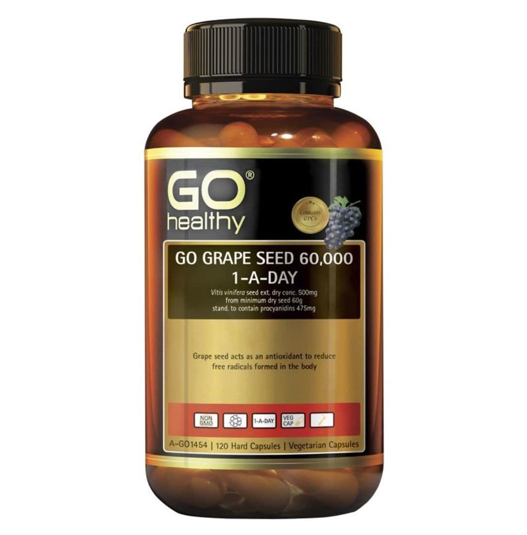 Go Healthy高含量葡萄籽60000mg 120粒 素食膠囊